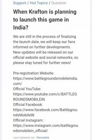 Krafton's response to gamers (Image via Battlegrounds Mobile India)